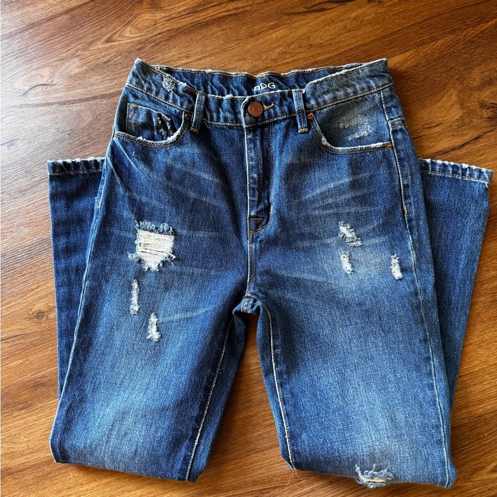 BDG Urban Outfitters High Rise Ankle Kicker Distressed Blue Jeans Size 24 - Picture 7 of 16